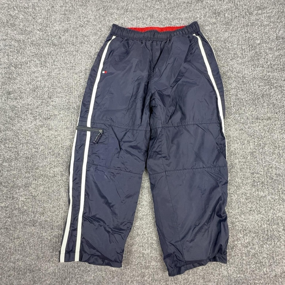 Tommy Hilfiger Pants Youth 7 Navy Nylon Lined Track Stripe Winter Pull On